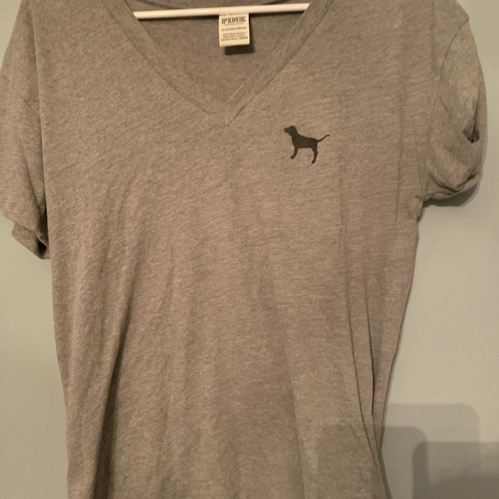pink grey v neck top